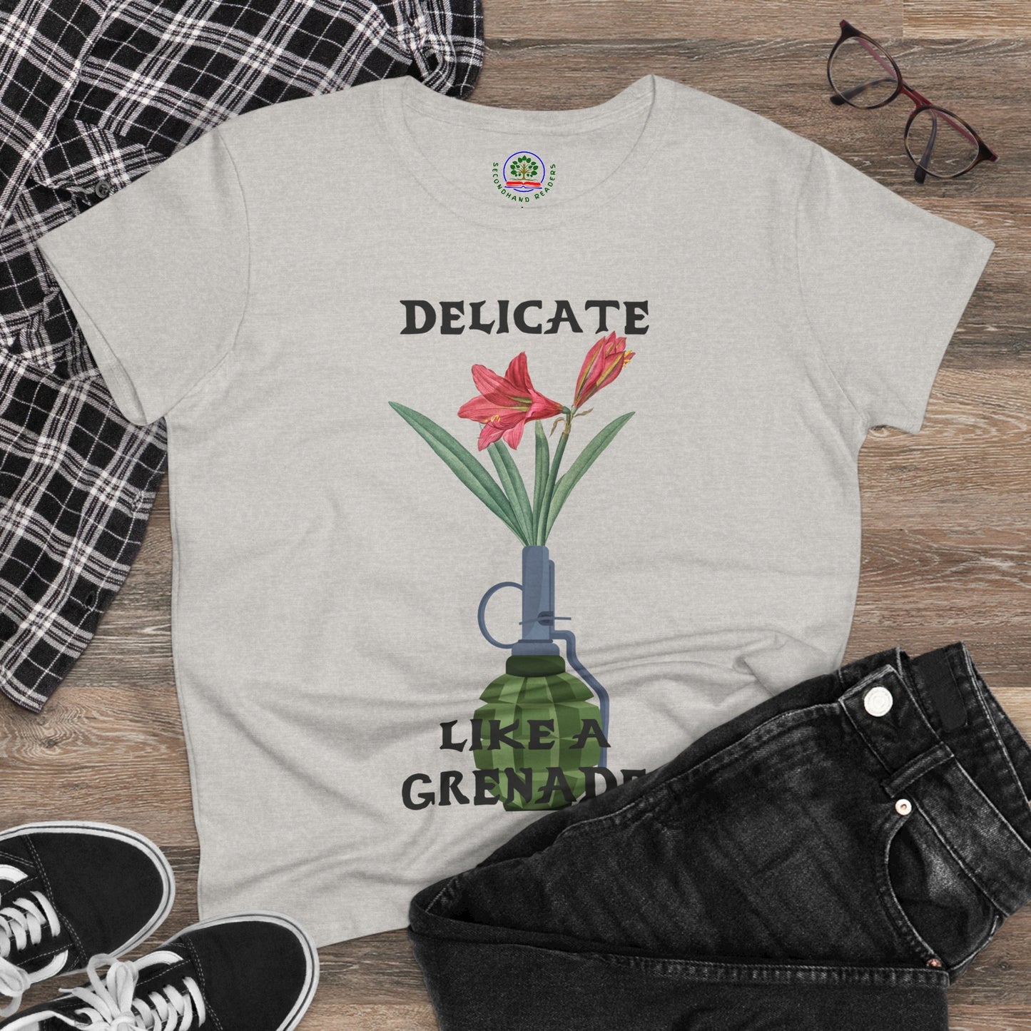 Delicate Like a Grenade Tee, Women's Cotton T-Shirt, Gift for Her, Sarcastic