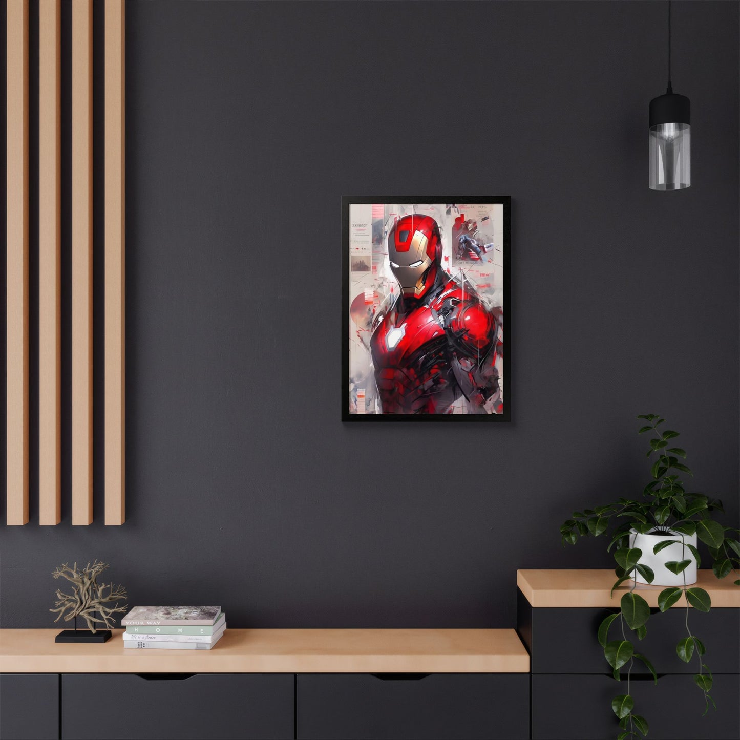Ironman Poster, Comic Book Decor, Framed Wall Art, Marvel Art Gift, Geek Home
