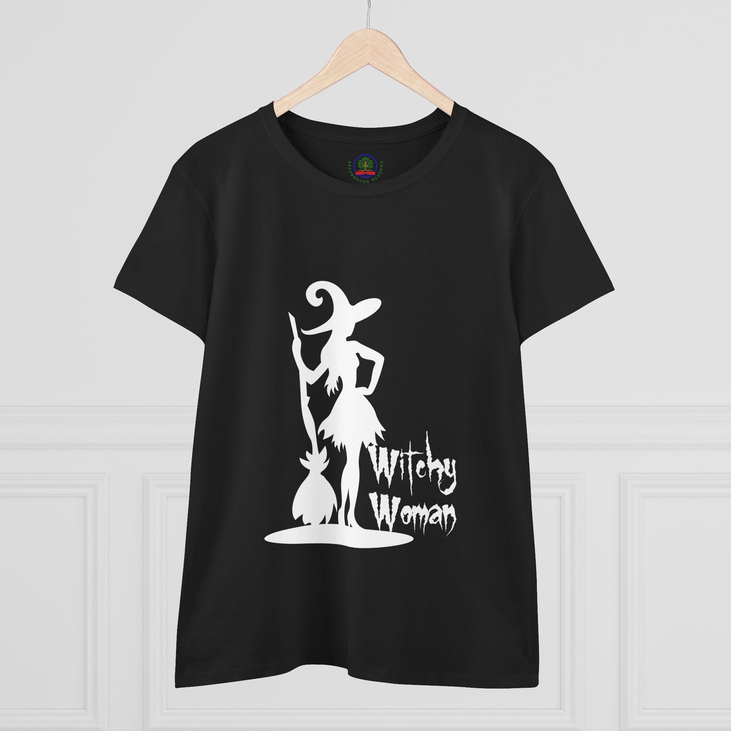 Witchy Woman Tee, Halloween Shirt, Women's Midweight Cotton Tee, Spooky Gift