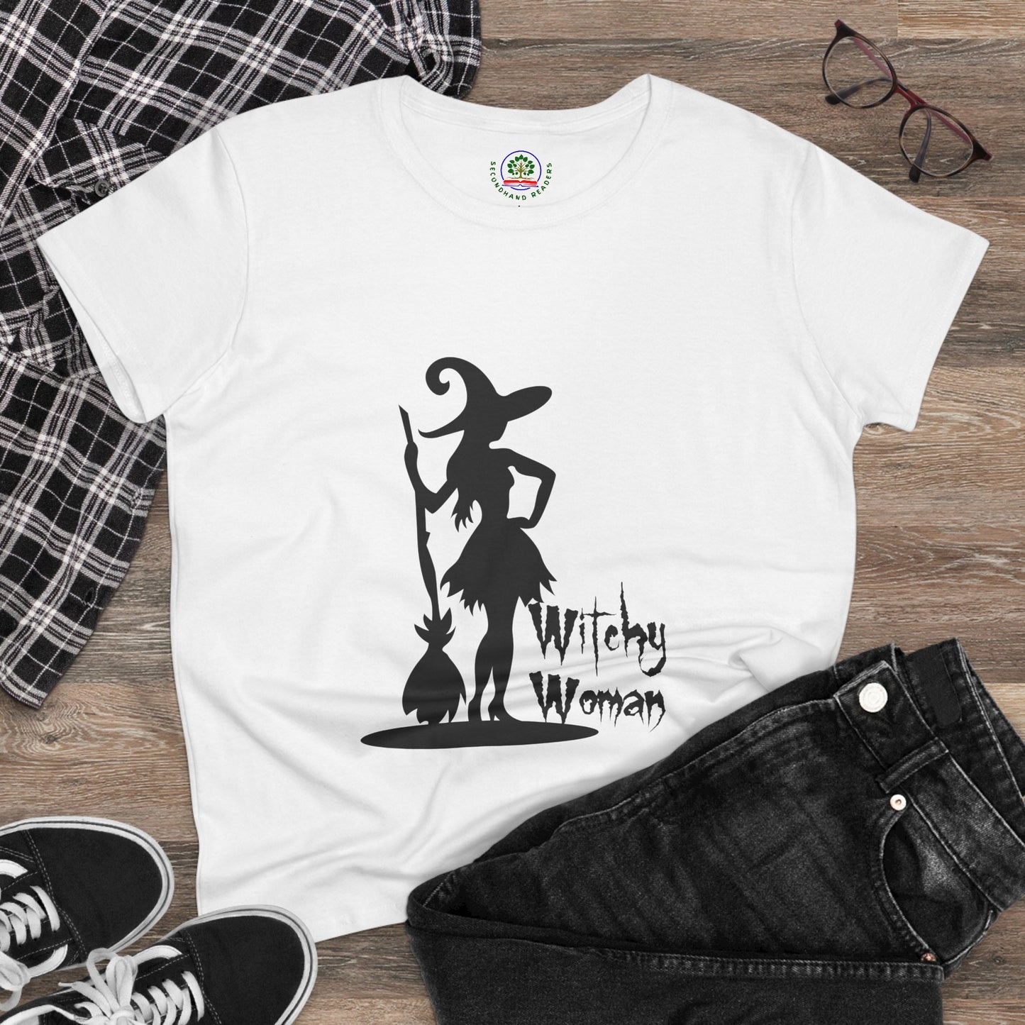 Witchy Woman Tee, Halloween Shirt, Women's Midweight Cotton Tee, Spooky Gift