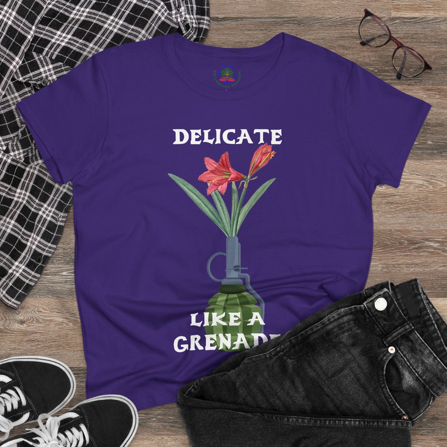 Delicate Like a Grenade Tee, Women's Cotton T-Shirt, Gift for Her, Sarcastic