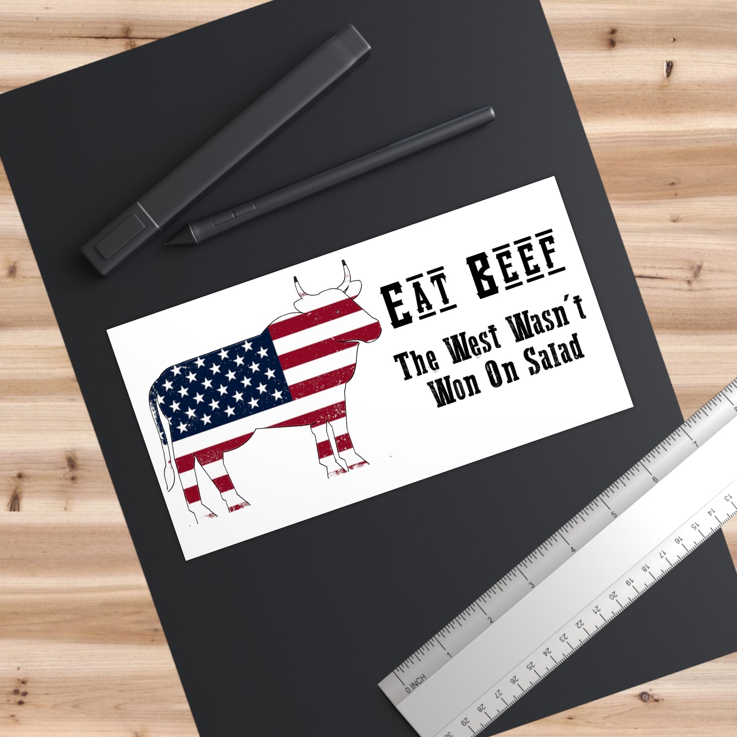 USA Pride Bumper Sticker, Farm Decor, Car Accessories - Eat Beef, Ranch Style