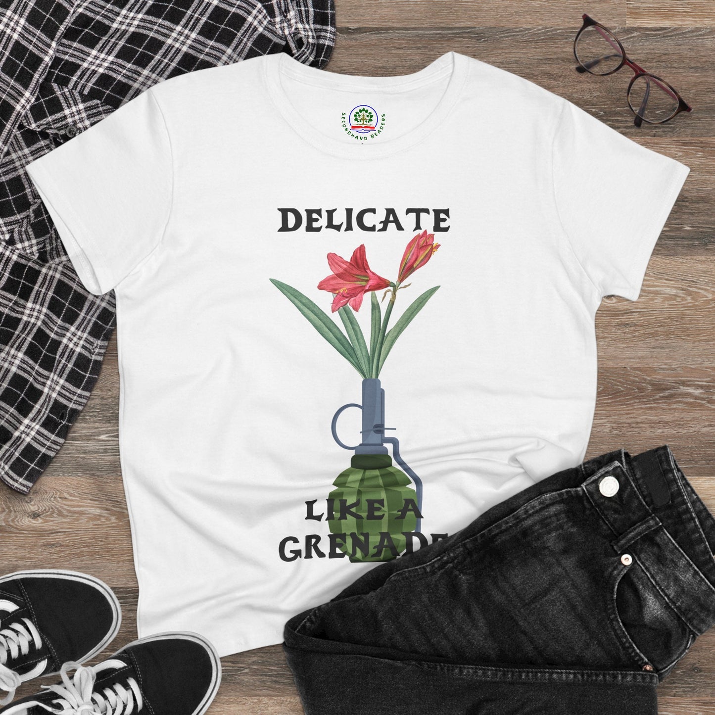 Delicate Like a Grenade Tee, Women's Cotton T-Shirt, Gift for Her, Sarcastic