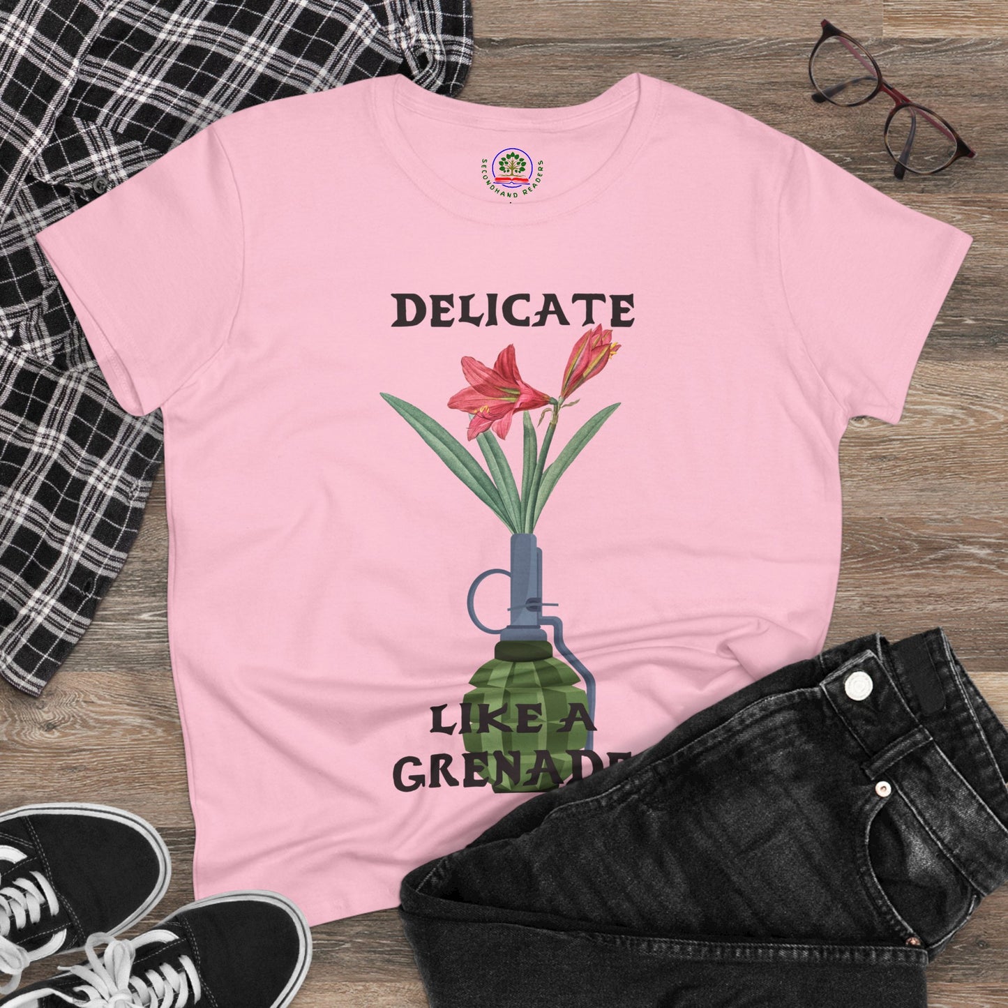 Delicate Like a Grenade Tee, Women's Cotton T-Shirt, Gift for Her, Sarcastic