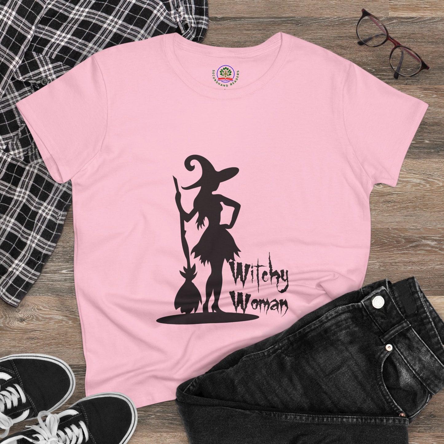 Witchy Woman Tee, Halloween Shirt, Women's Midweight Cotton Tee, Spooky Gift