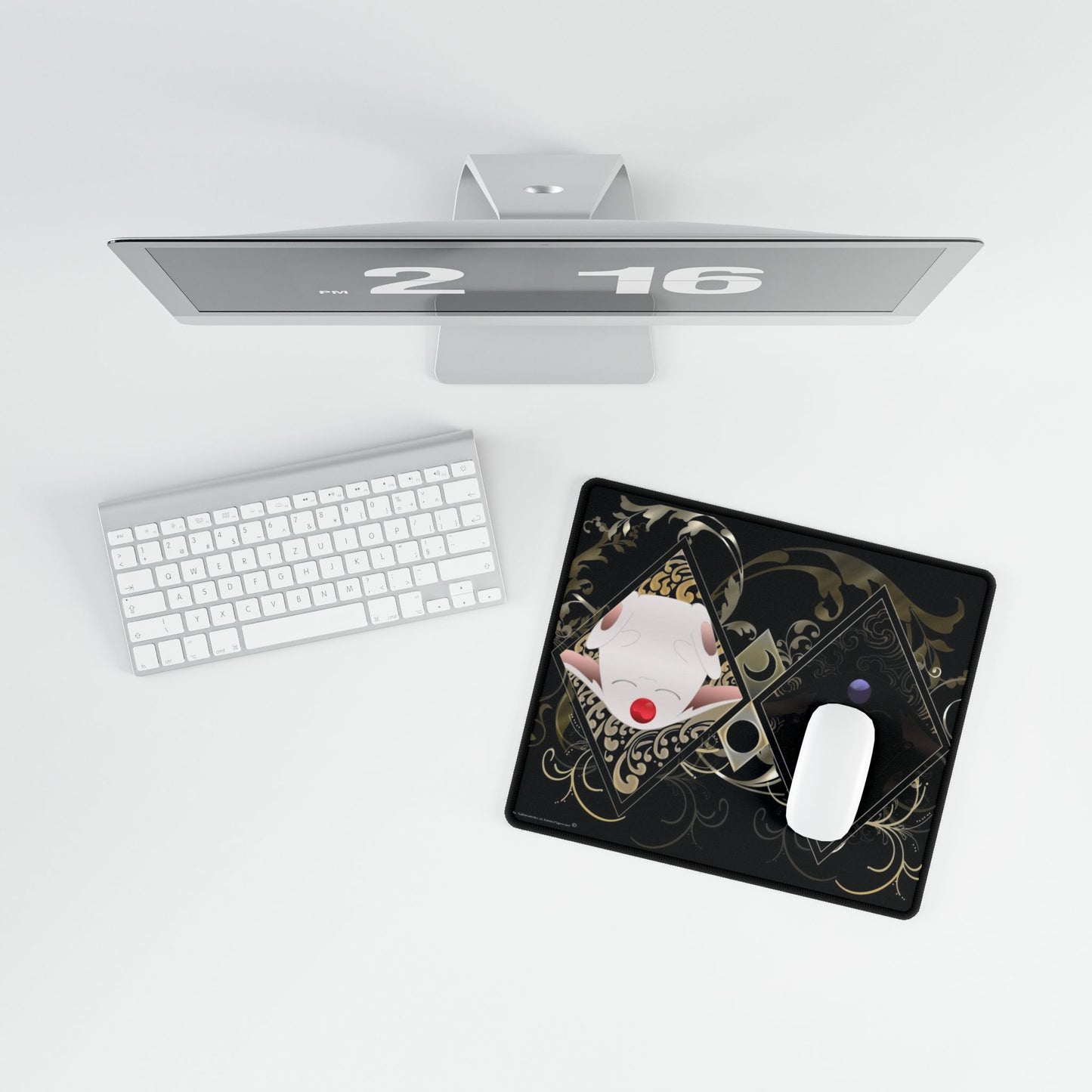 Anime-inspired Tsubasa Chronicle desk mat featuring Mokonas, Soel, and Larg designs, ideal for home decor and gaming setups.
