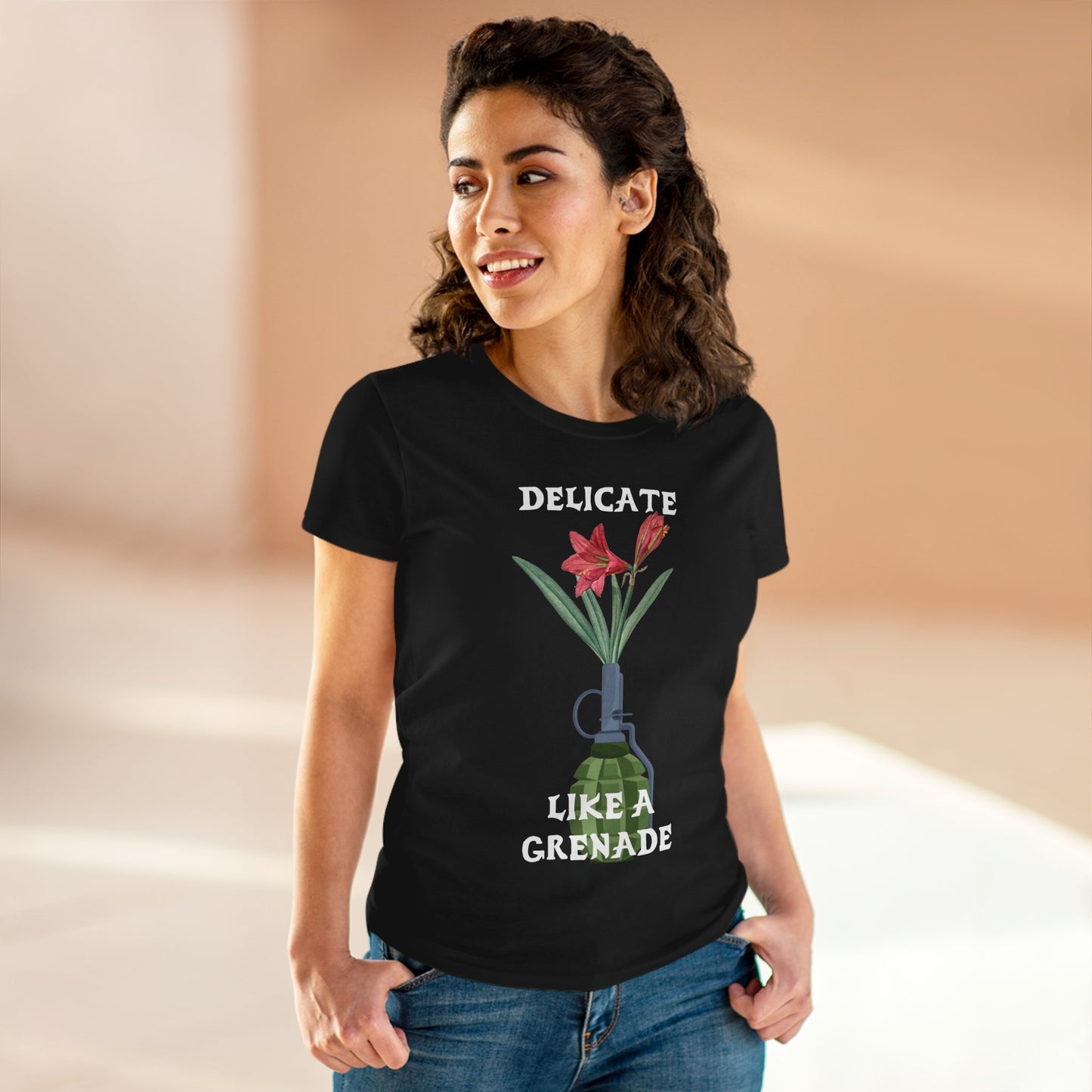 Delicate Like a Grenade Tee, Women's Cotton T-Shirt, Gift for Her, Sarcastic