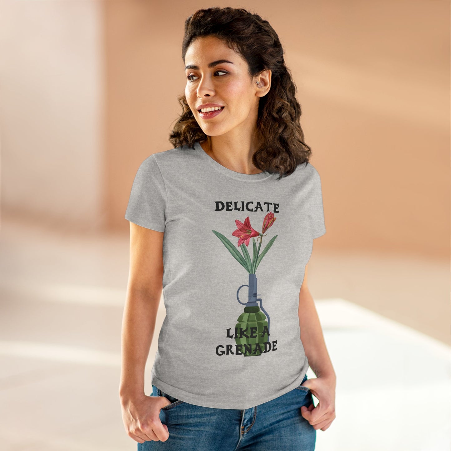 Delicate Like a Grenade Tee, Women's Cotton T-Shirt, Gift for Her, Sarcastic