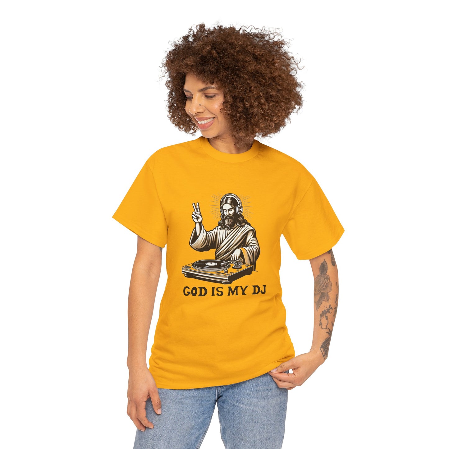 God is My DJ Funny Music Lover Gift Unisex Tee, Christian Humor Shirt, Softstyle T-Shirt