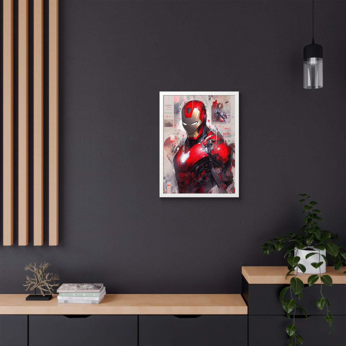 Ironman Poster, Comic Book Decor, Framed Wall Art, Marvel Art Gift, Geek Home