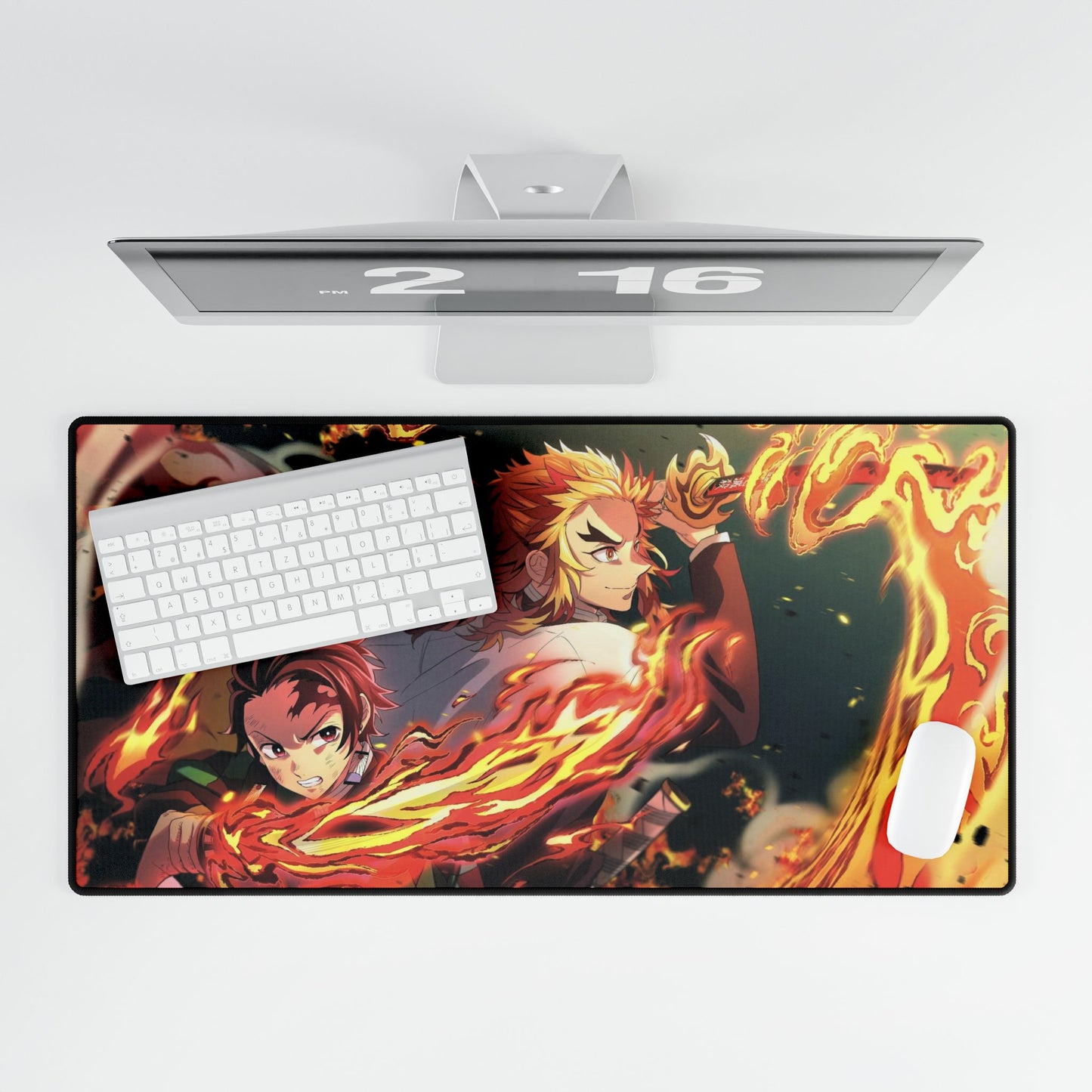 Anime Inspired Desk Mat, Tanjiro & Kyojuro Playmat, Demon Slayer, MTG TCG