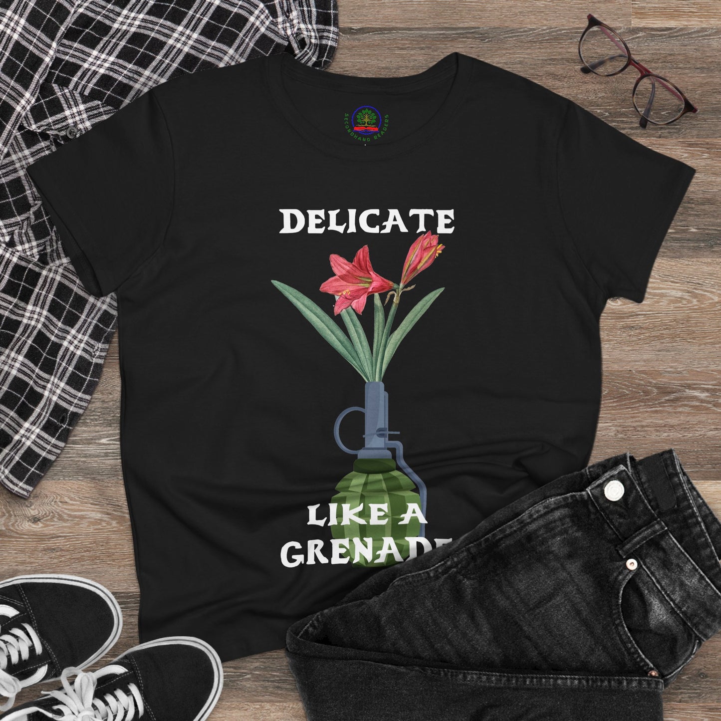 Delicate Like a Grenade Tee, Women's Cotton T-Shirt, Gift for Her, Sarcastic
