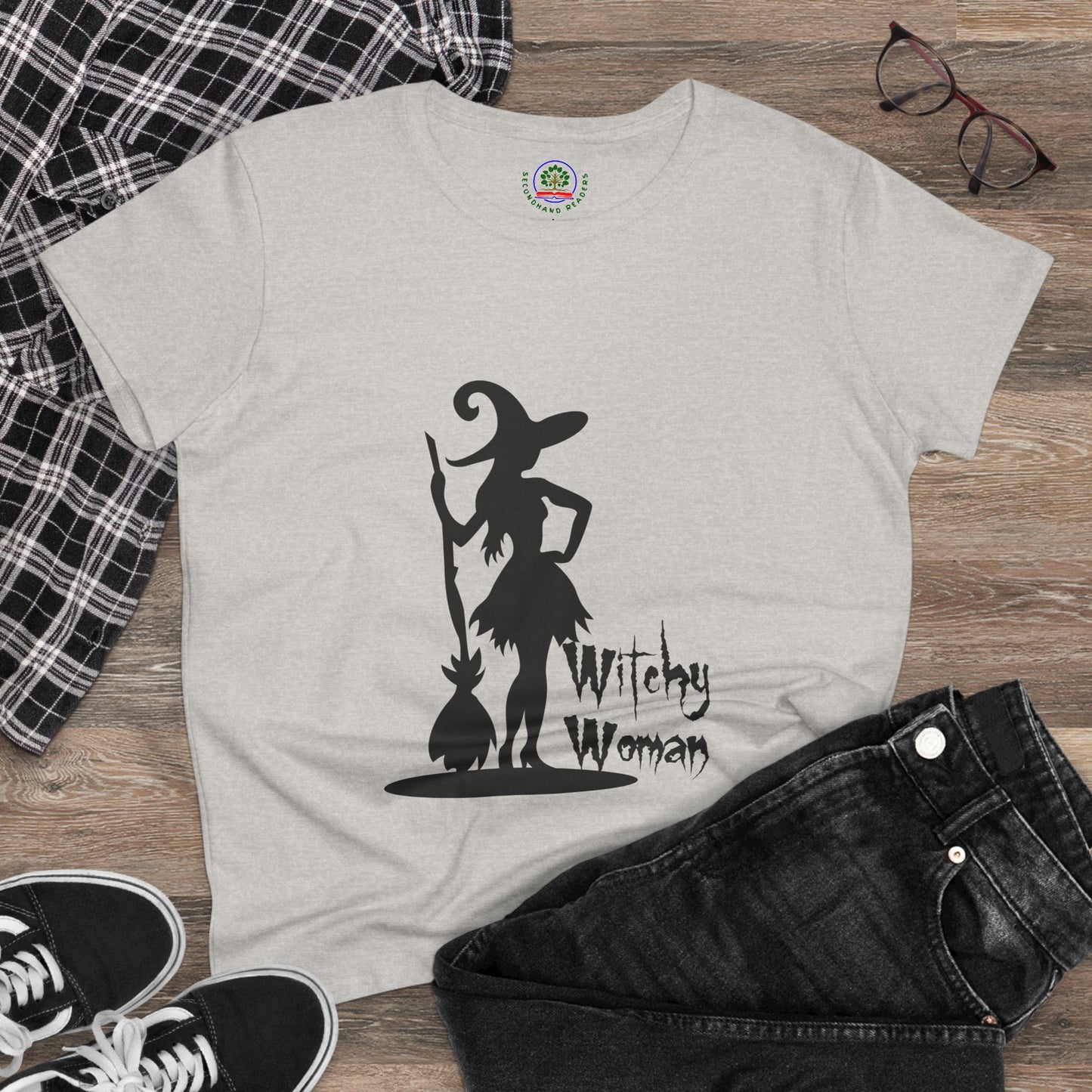 Witchy Woman Tee, Halloween Shirt, Women's Midweight Cotton Tee, Spooky Gift