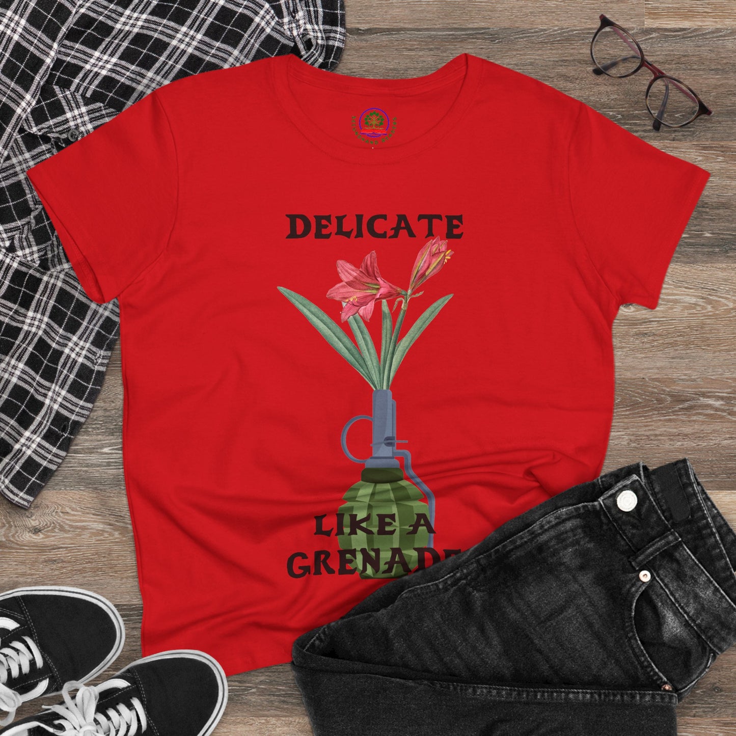Delicate Like a Grenade Tee, Women's Cotton T-Shirt, Gift for Her, Sarcastic