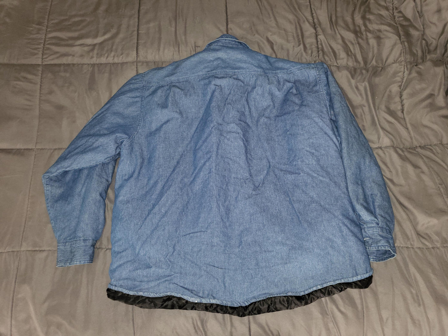 Wrangler Blue denim button-up jacket with black quilted lining