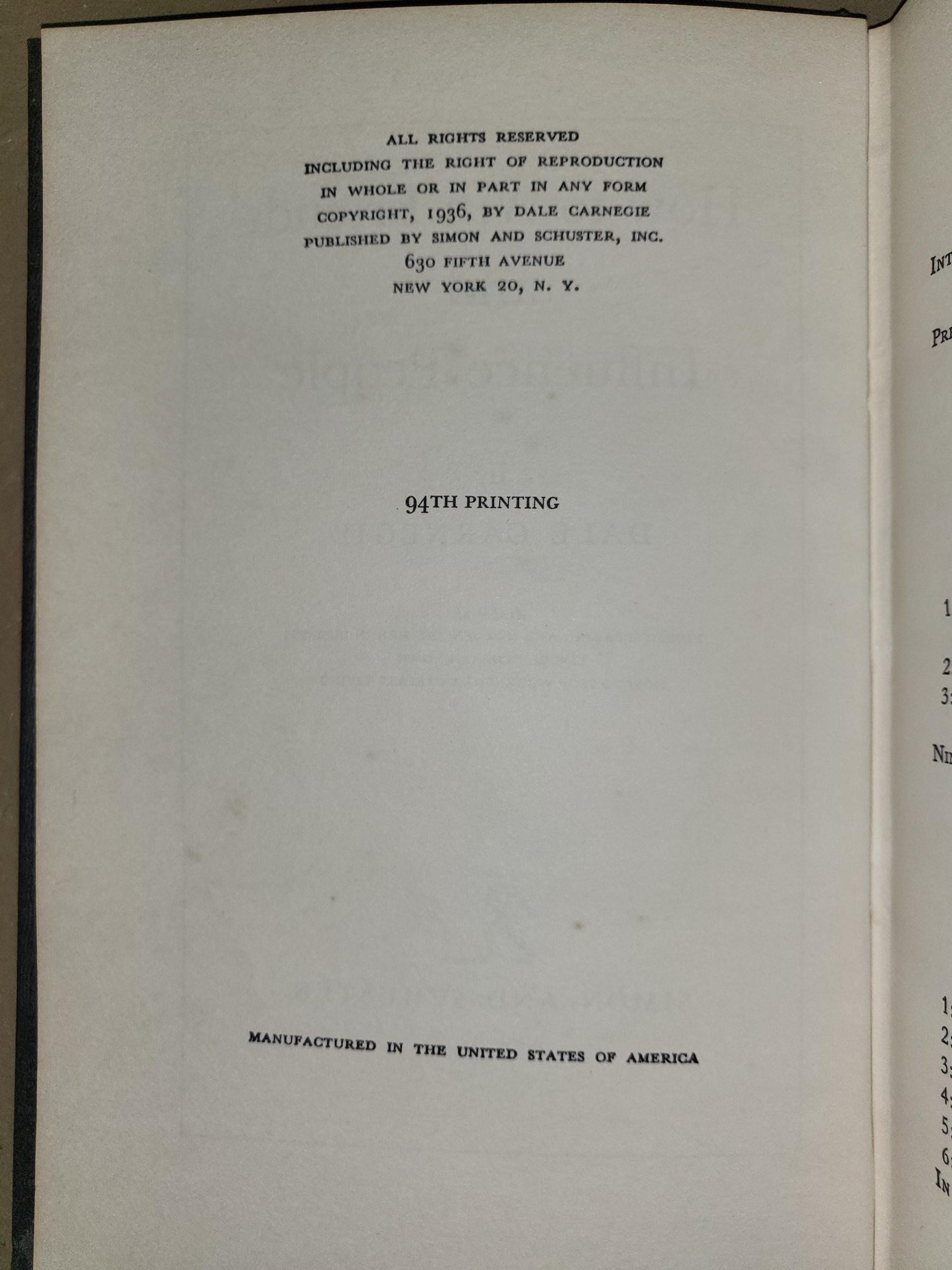 How to Win Friends and Influence People, 94th Printing 1936, By Dale Carnegie, Hardcover
