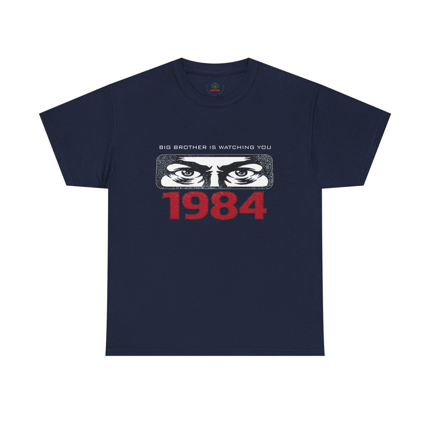 Black T-shirt featuring "Big Brother Is Watching You" slogan from George Orwell's 1984, a dystopian and political protest tee.