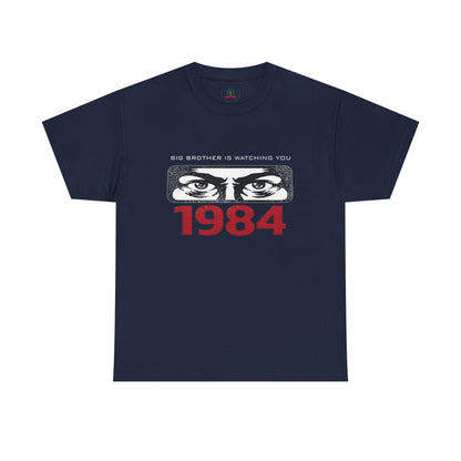 Black T-shirt featuring "Big Brother Is Watching You" slogan from George Orwell's 1984, a dystopian and political protest tee.