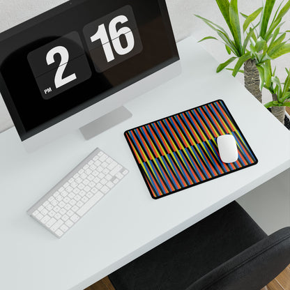 Venezuelan Nostalgia Cruz Diez Inspired Desk Mat | Colorful Geometric Stripes Maiquetia Playmat, Oversized Mouse Pad, Simon Bolivar Airport