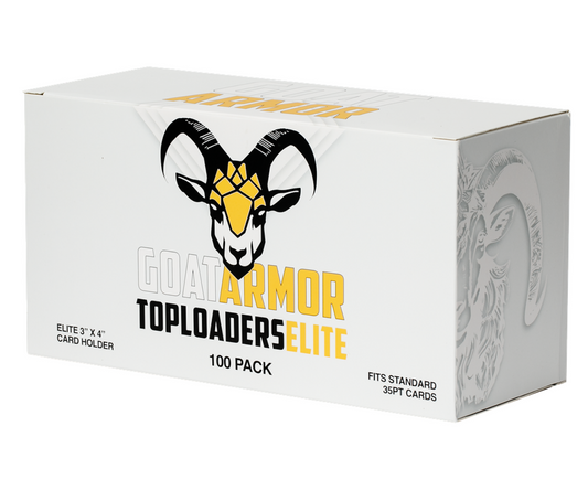 Set of 100 Goat Armor Elite Top Loaders, clear plastic card sleeves for protecting trading cards