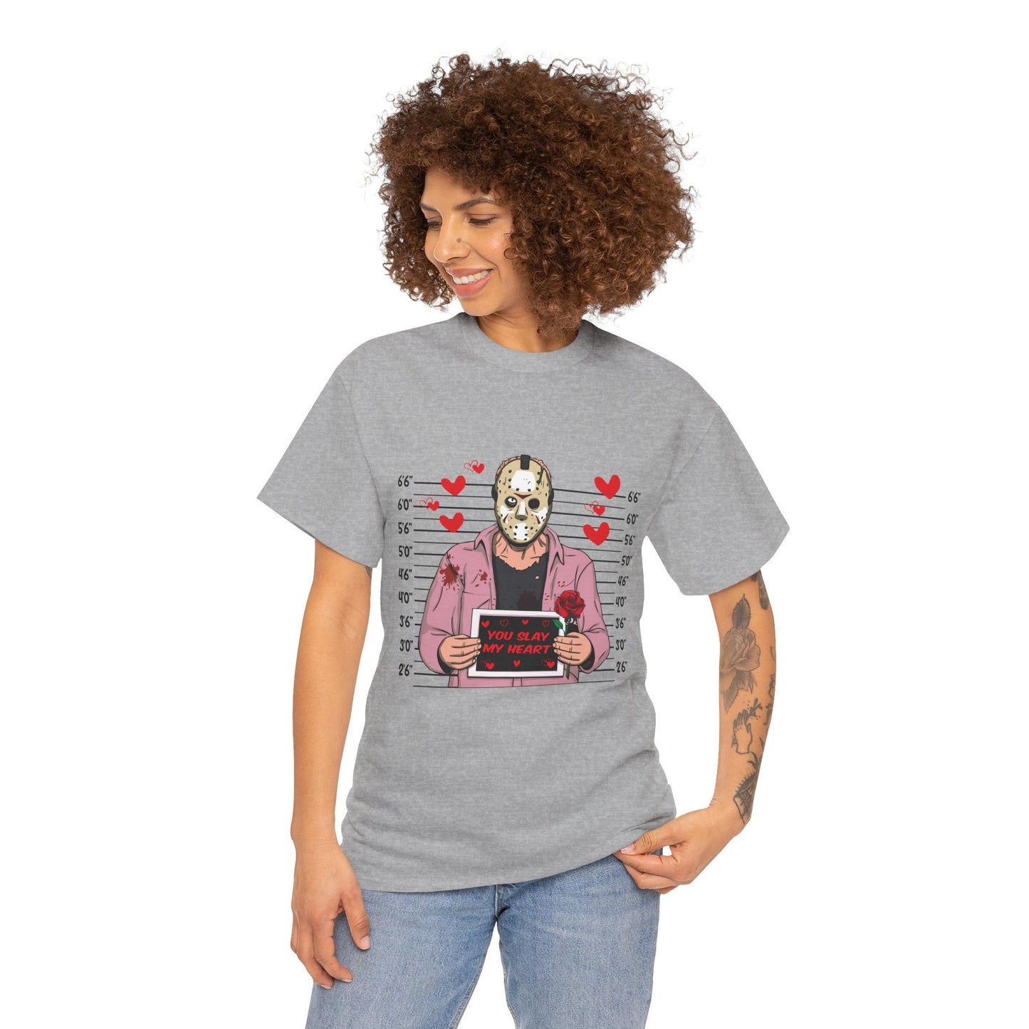 Jason Voorhees Mugshot T-Shirt - "You Slay My Heart" Cute Horror Valentine Tee