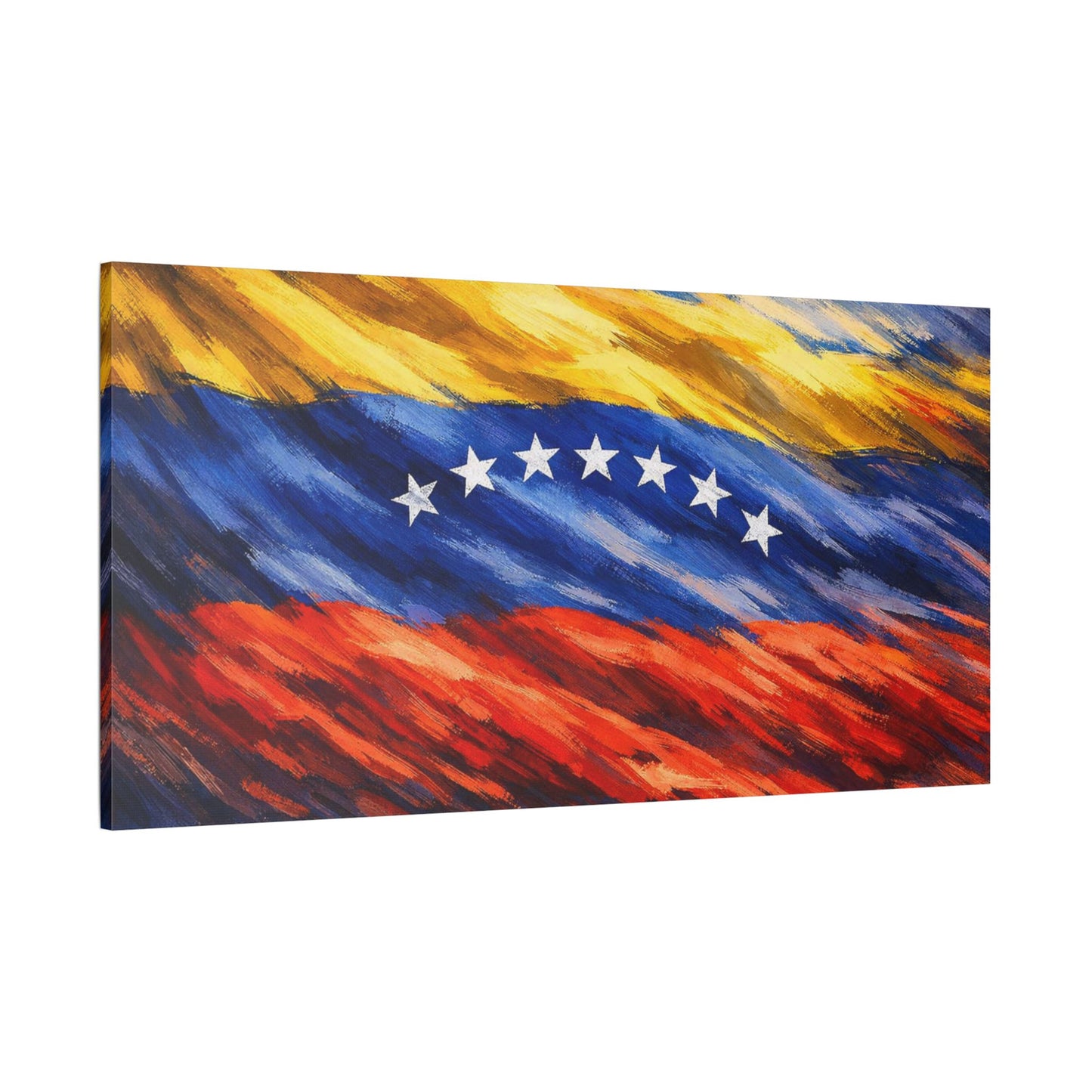 Venezuela before Chavez canvas print wall art featuring Venezuelan flag, satin-stretched home decor for history enthusiasts