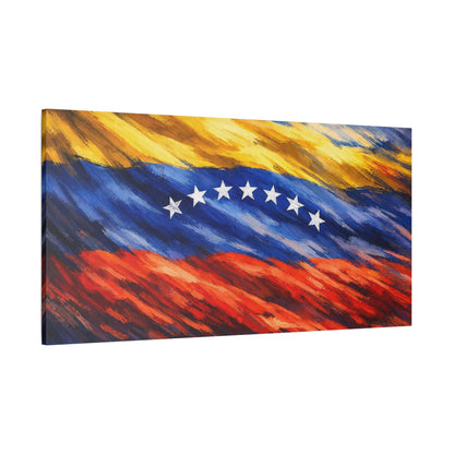 Venezuela before Chavez canvas print wall art featuring Venezuelan flag, satin-stretched home decor for history enthusiasts