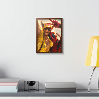 Framed Poster, Marvel Comics Art Style, Wolverine & Deadpool, Fun Wall Décor