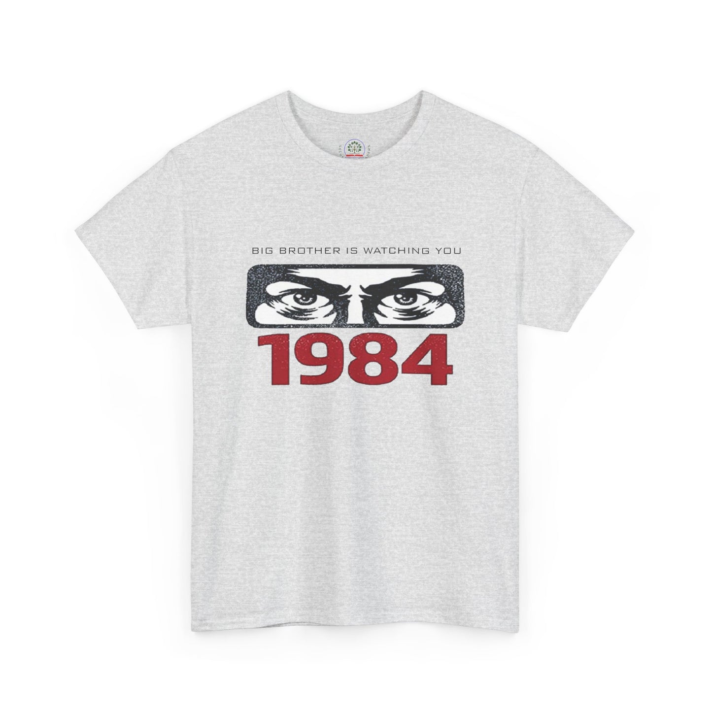 Black Big Brother Is Watching You 1984 T-Shirt featuring George Orwell dystopian design, political protest slogan, Printify brand.