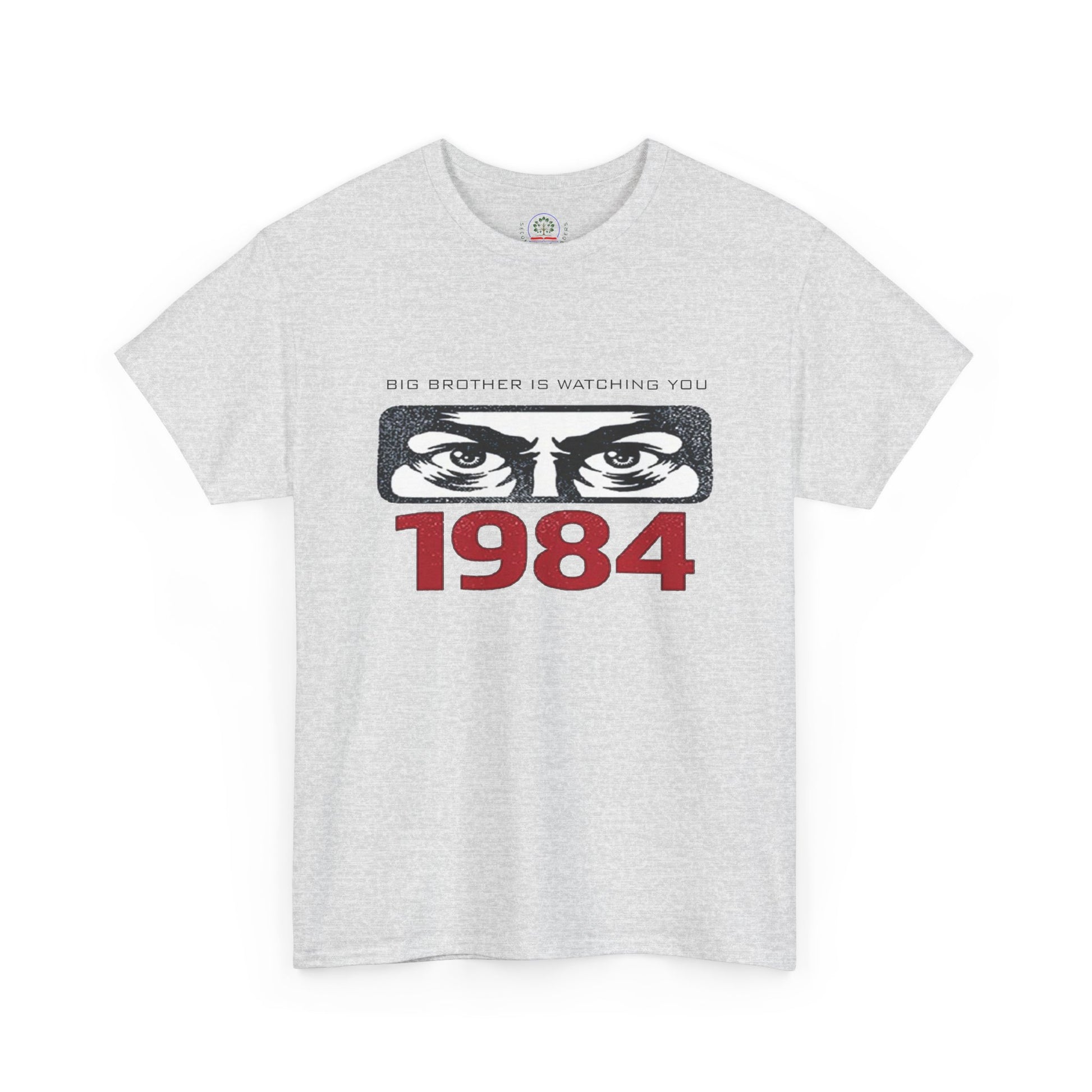 Black Big Brother Is Watching You 1984 T-Shirt featuring George Orwell dystopian design, political protest slogan, Printify brand.