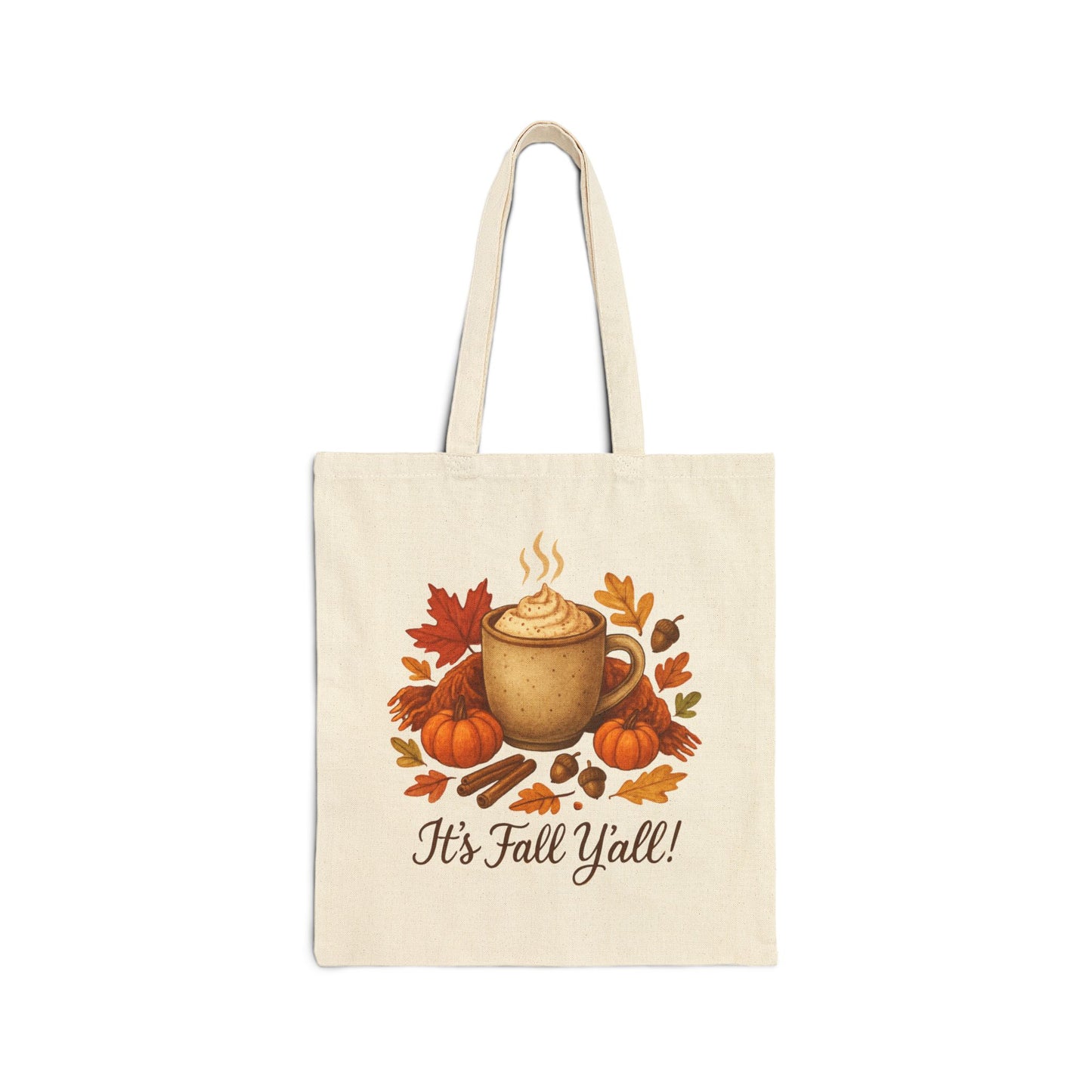 Fall Vibes Cotton Canvas Tote Bag, Autumn Southern Accent, It's Fall Y'all, Cozy