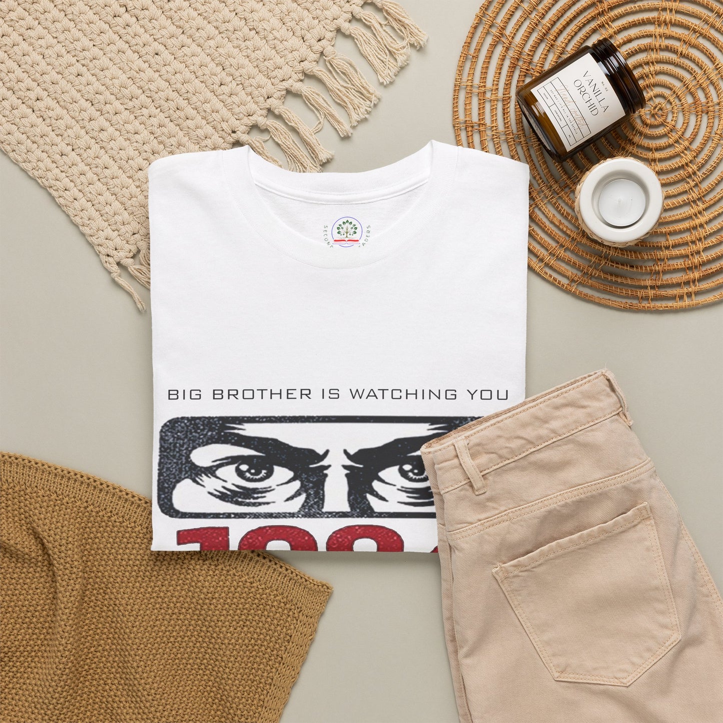 Black Big Brother Is Watching You T-Shirt featuring George Orwell's 1984 dystopian design, political protest graphic.