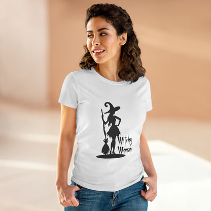 Witchy Woman Tee, Halloween Shirt, Women's Midweight Cotton Tee, Spooky Gift
