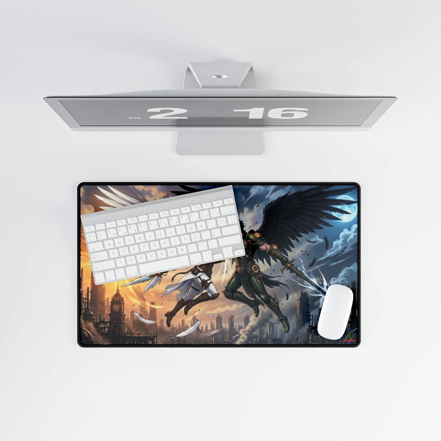 Clash of Angels anime-themed oversized gaming mousepad with vibrant artwork, ideal for desk decor and gaming setups.