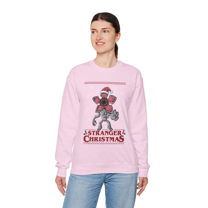 Stranger Christmas Crewneck Sweatshirt — Retro Holiday Stranger Things Demogorgon Design, Ugly Sweater
