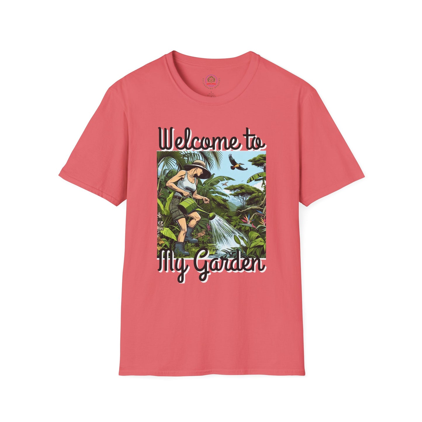 Welcome to My Garden Unisex T-Shirt - Funny Woman Watering Jungle Tee, Plant