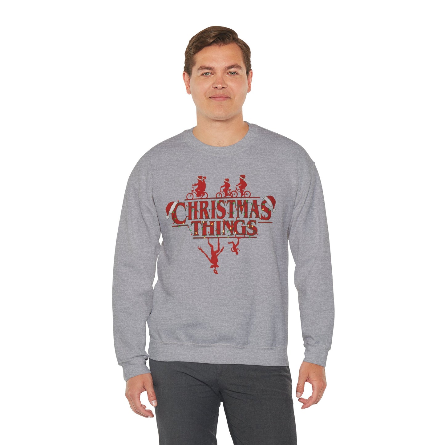 Christmas Things Sweatshirt | Stranger Style Retro Holiday Graphic  | The Upsidedown