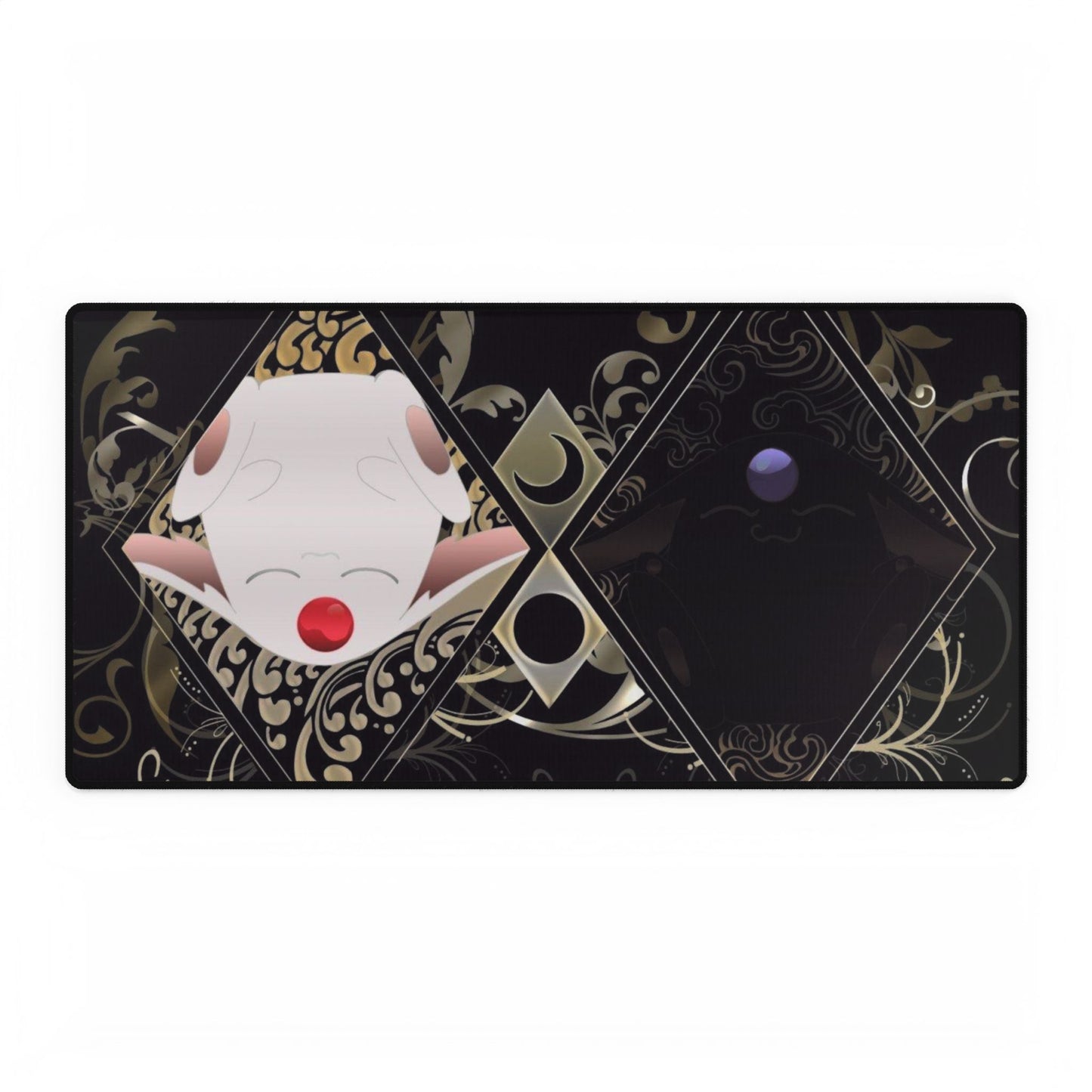 Anime-inspired Tsubasa Chronicle desk mat featuring Mokonas, Soel, and Larg, ideal for home decor and gaming setups.