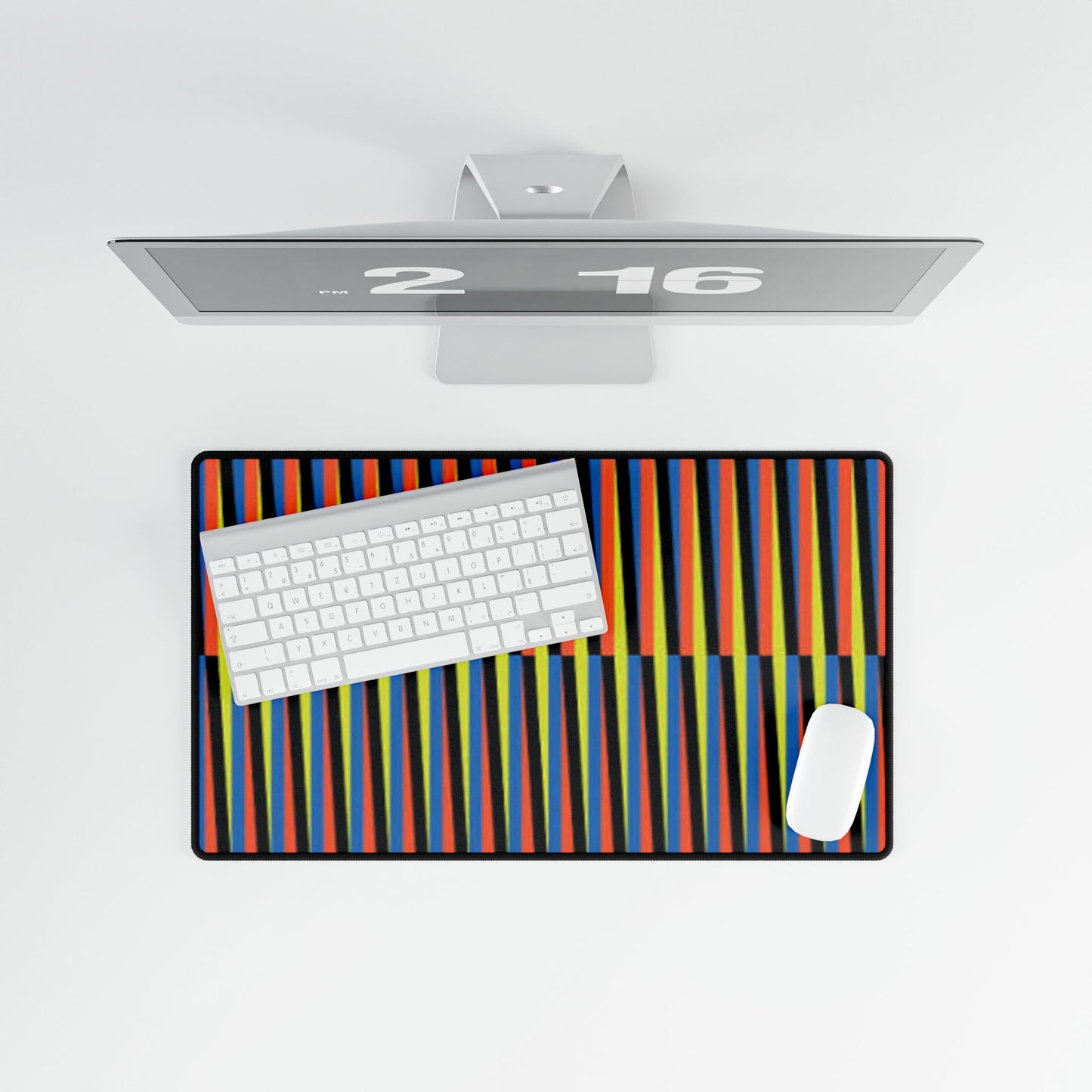 Venezuelan Nostalgia Cruz Diez Inspired Desk Mat | Colorful Geometric Stripes Maiquetia Playmat, Oversized Mouse Pad, Simon Bolivar Airport