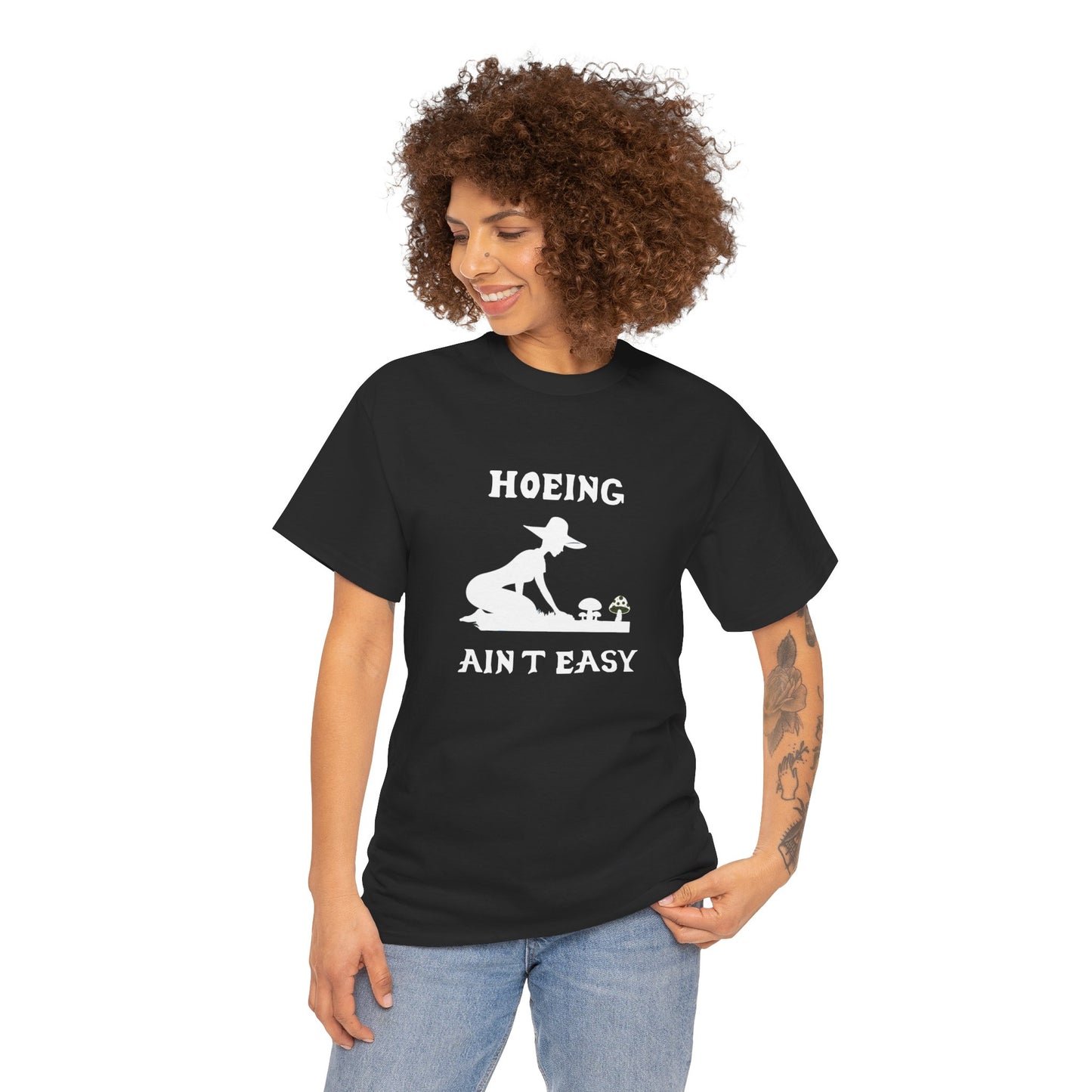Funny Gardening T-Shirt, Hoeing Ain't Easy Tee, Gift for Gardeners, Plant Lovers