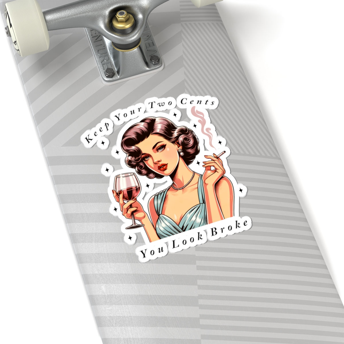 Keep Your Two Cents Kiss-Cut Stickers, Sarcastic Vintage Girl, Fun Decor - Secondhand Readers