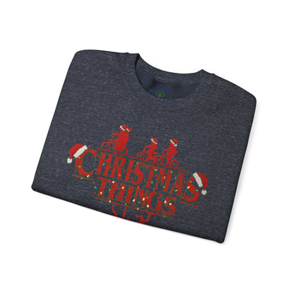 Christmas Things Sweatshirt | Stranger Style Retro Holiday Graphic  | The Upsidedown