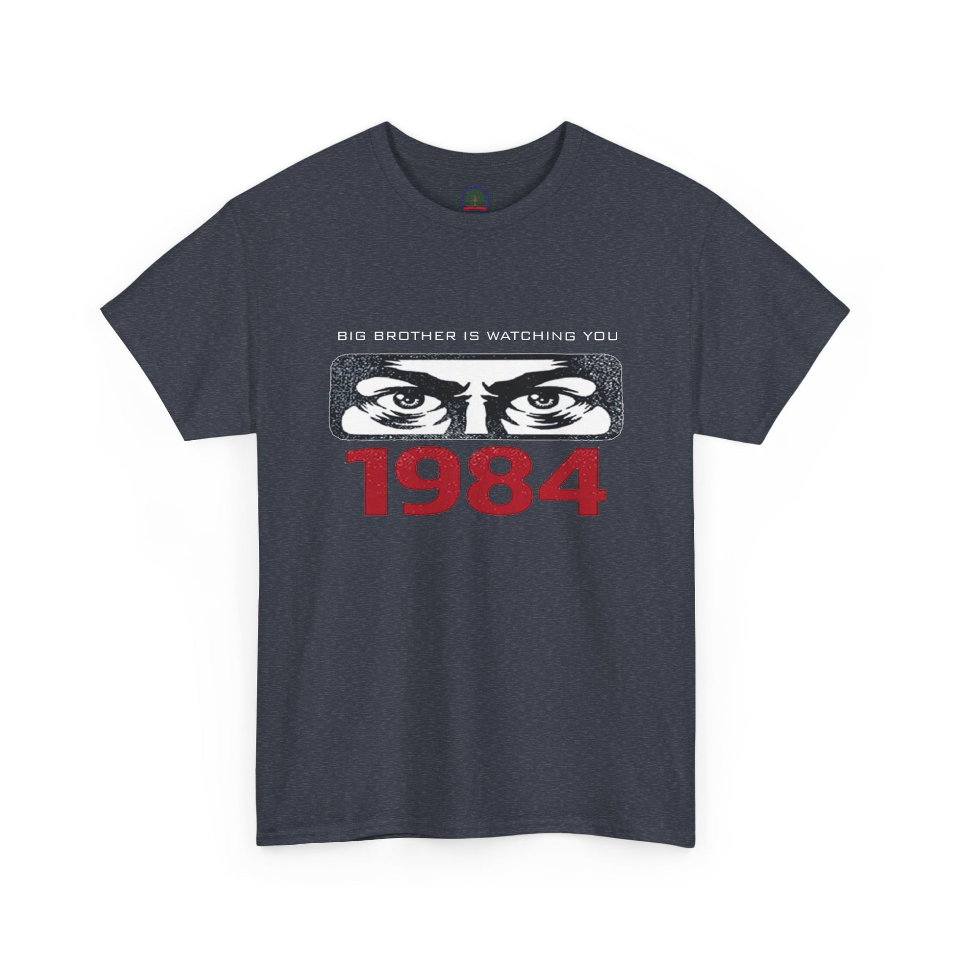 Black Big Brother Is Watching You 1984 T-Shirt by Printify featuring George Orwell dystopian and political protest design.
