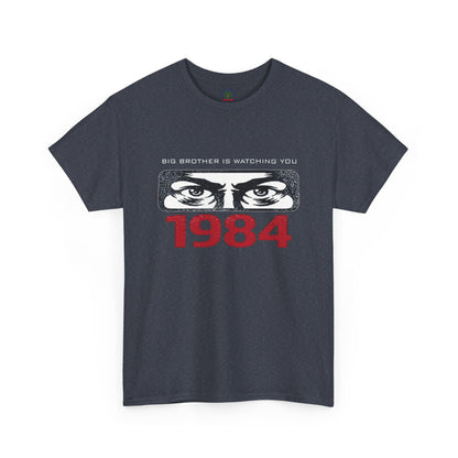 Black Big Brother Is Watching You 1984 T-Shirt by Printify featuring George Orwell dystopian and political protest design.