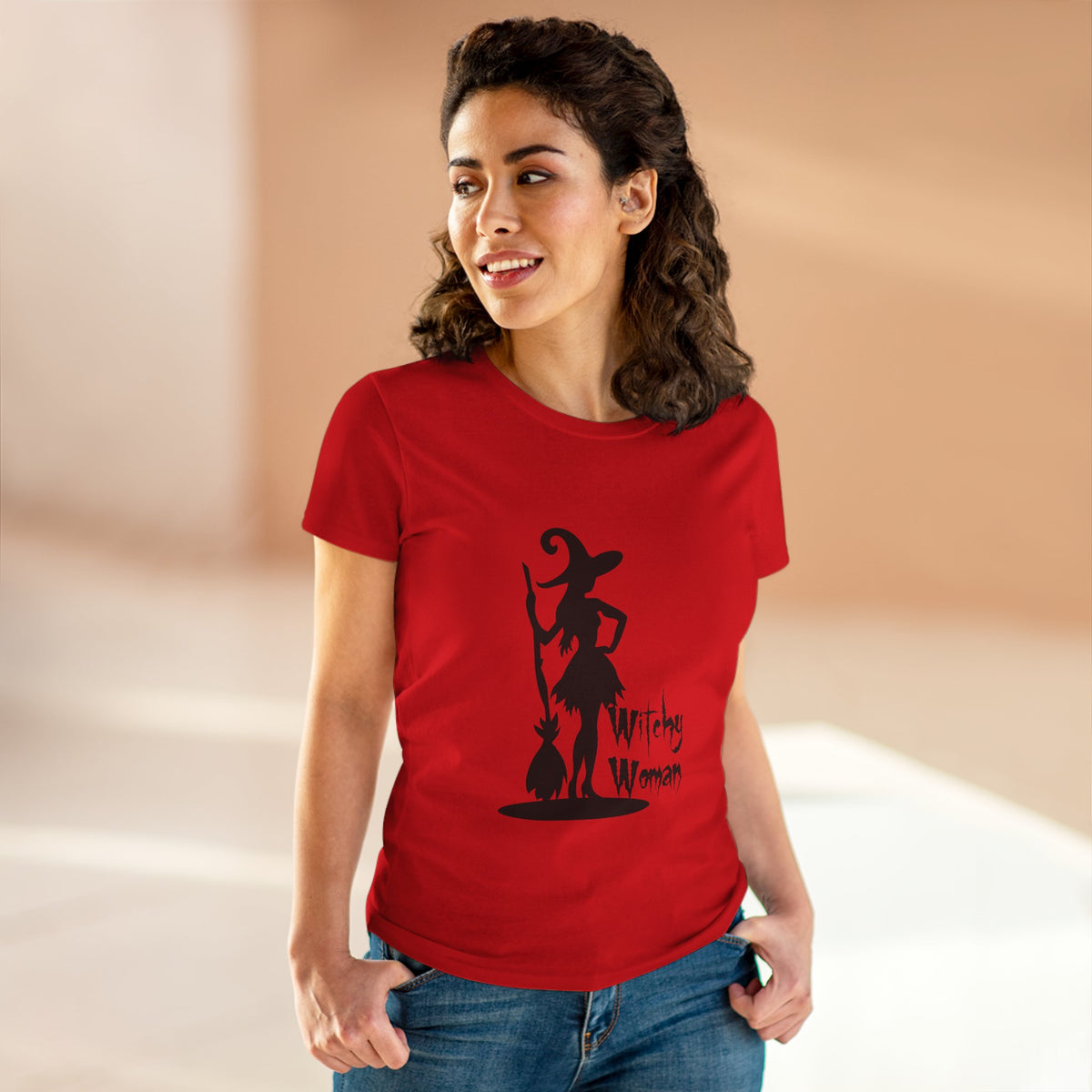 Witchy Woman Tee, Halloween Shirt, Women's Midweight Cotton Tee, Spooky Gift