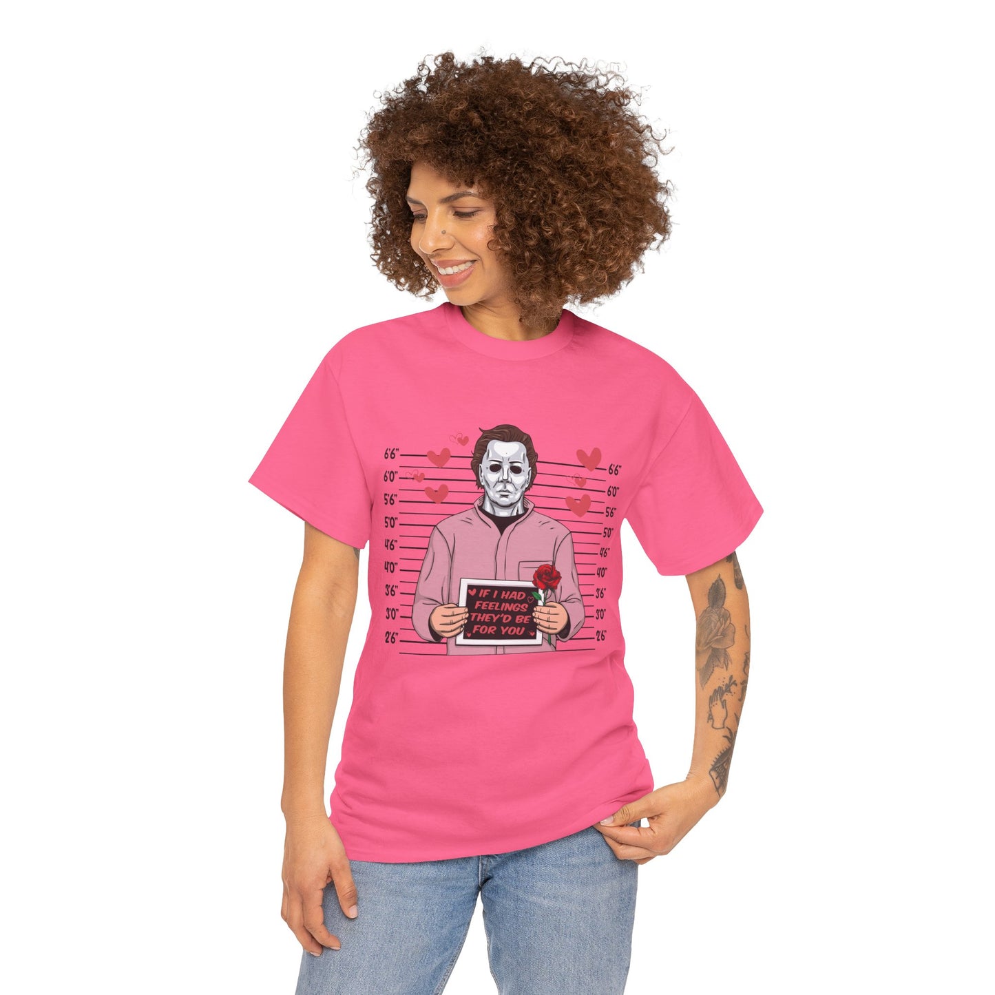 Michael Myers Mugshot T-Shirt — "If I Had Feelings They'd Be For You" Cute Horror Valentine Tee - Secondhand Readers