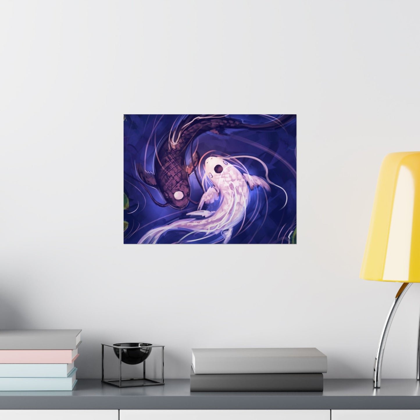 Yin Yang Koi Fish Matte Horizontal Poster | Avatar-Inspired Tui and La, Moon and Ocean Spirit