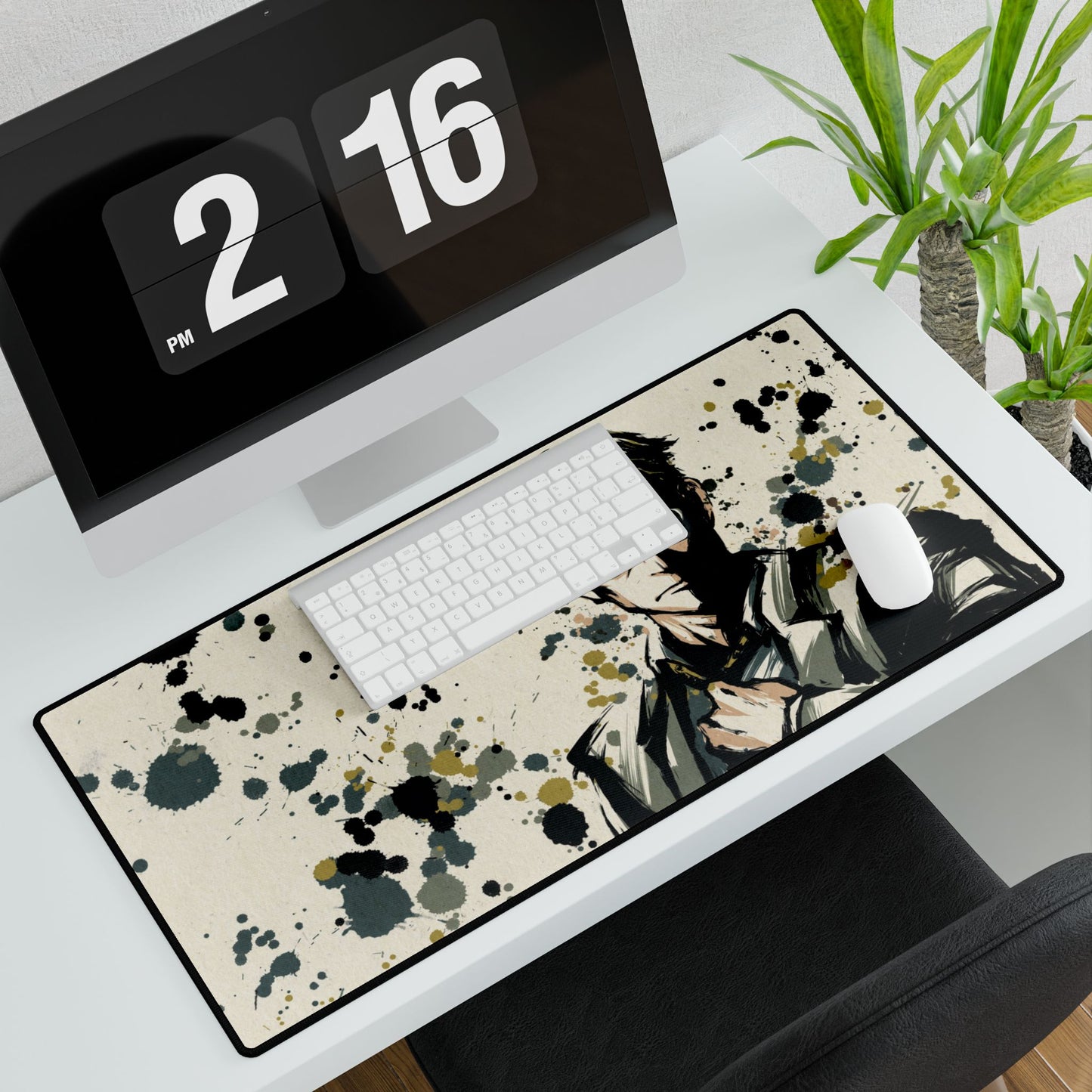 Anime‑Inspired Desk Mat — JJK Kento Nanami Playmat (Ink Splat Noir)