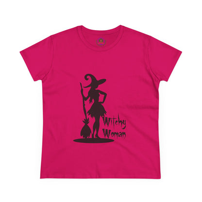 Witchy Woman Tee, Halloween Shirt, Women's Midweight Cotton Tee, Spooky Gift
