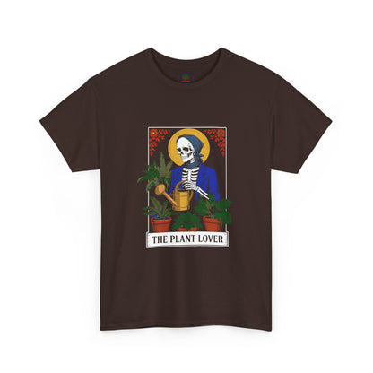 Plant lover T-shirt featuring playful tarot card design for plant enthusiasts, perfect for casual wear and gift-giving.